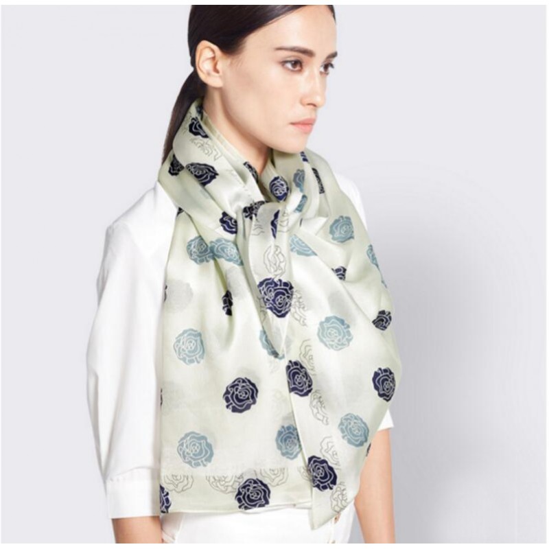 Pure Silk Scarf Coffee Pastel Dot Print Women Summer Scarf